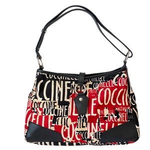 Coccinelle Canvas & Leather Graphic Logo Print Shoulder/Crossbody Bag